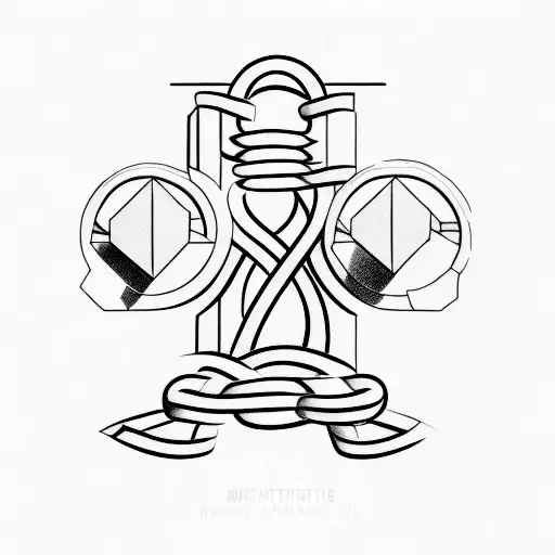 A Minimalist Tattoo Of A Dumbbell Intertwined With A Book