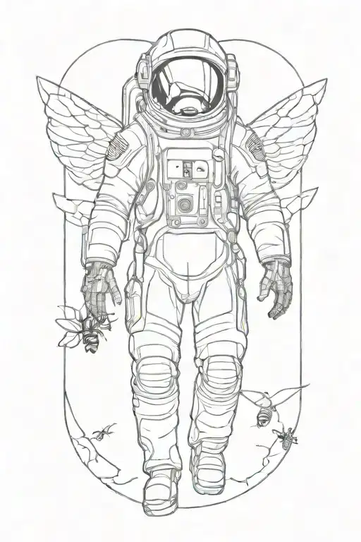Minimalist Astronaut With The Wings Of A Bee