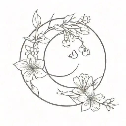 Half Moon With Cherry Blossoms