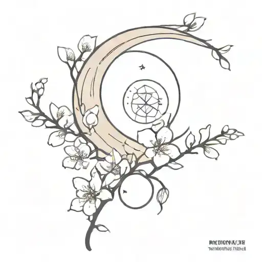 Moon With Cherry Blossoms