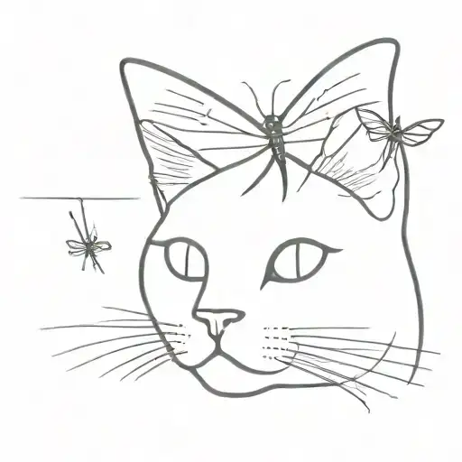 Cat Face And Dragonfly Hovering