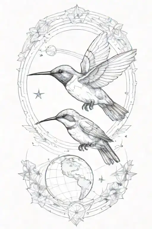 A Single Humming Bird And Astronaut