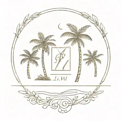 Palm Tree And Lm And Hb Initials