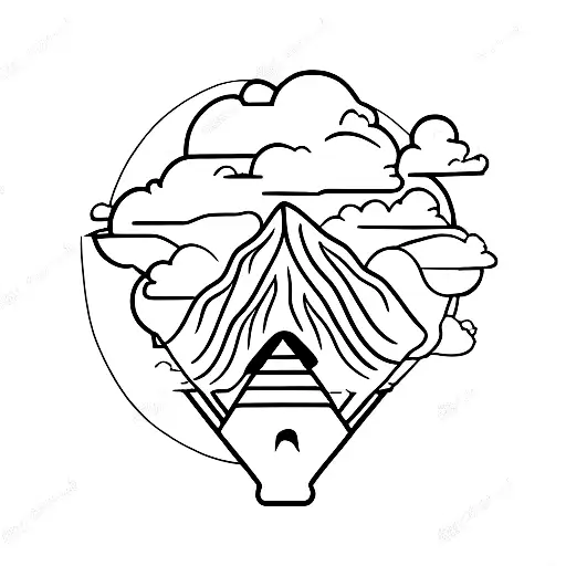 A Hot Air Balloon Floating Above A Mountain Range