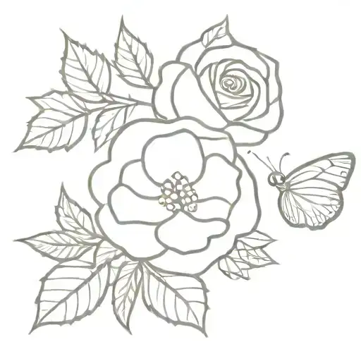 Rose And Holly And One Butterfly