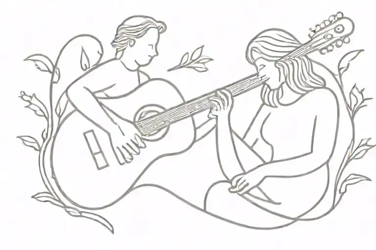 Mom Dad Guitar Lavender Line Work