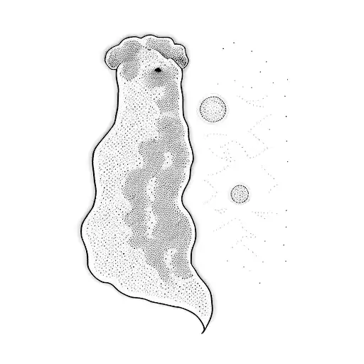 Pointillism Design With A Sunset In The Background In A Field