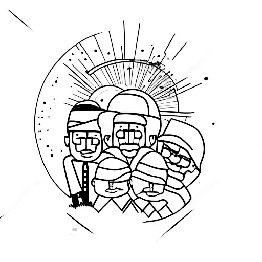 Father And Two Sons Walking On A Trail With A Beautiful Sunset Backdrop