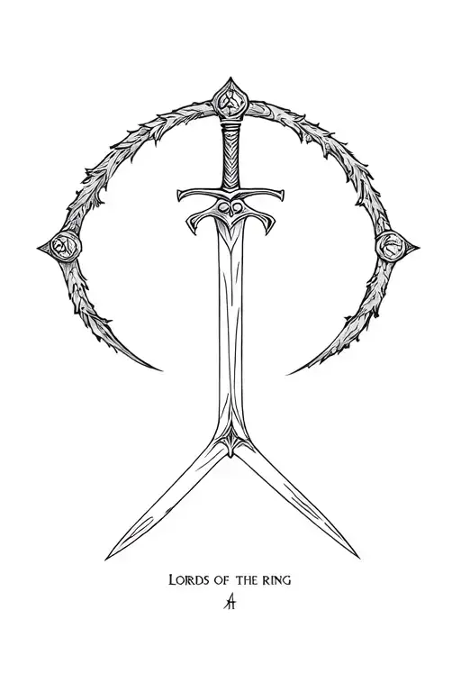 Lords Of The Ring Sword With Date Tattoo Design