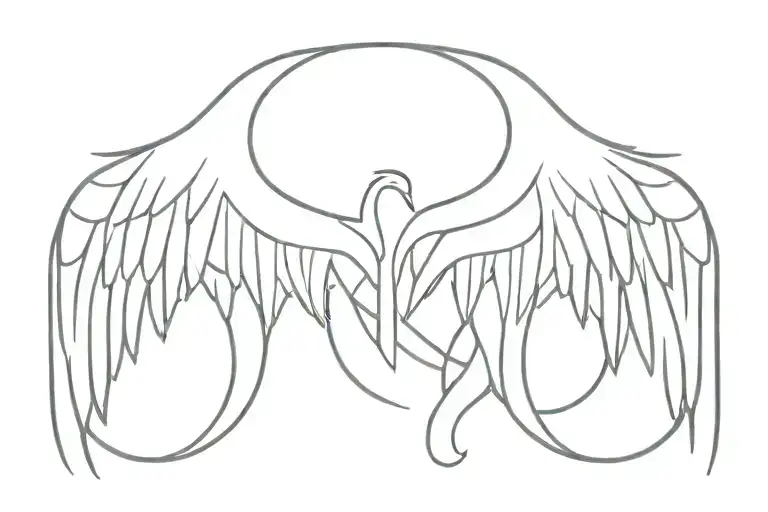 Valkyrie Wings Intertwined Representing The Client's Cleavage