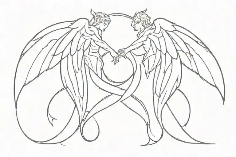 Valkyrie Wings Intertwined Representing