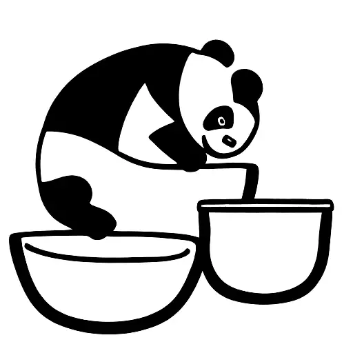 Panda With A Bowl Of Soup