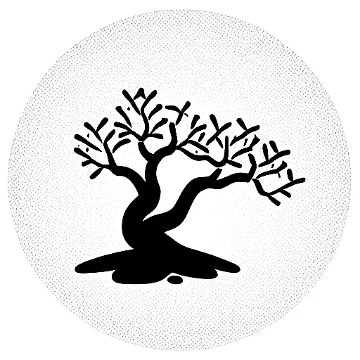 Bonsai Tree Growing In The Middle Of Enso Symbol