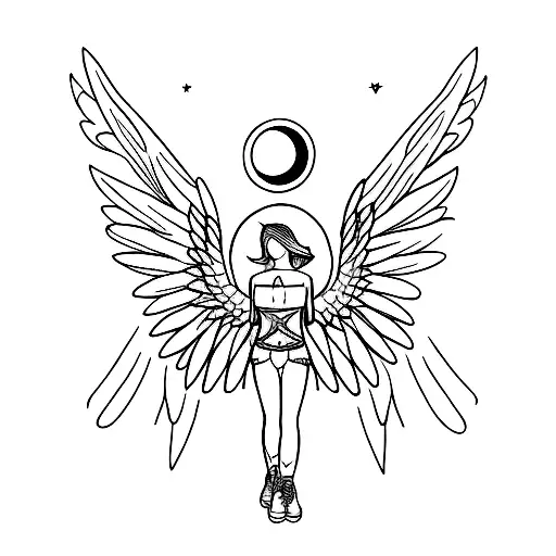 Standing Angel With Spread Wings