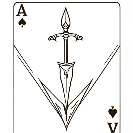 Ace Of Swords Tarot Card Shaped Inside A Diamond Shape Outline