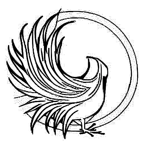 Phoenix Bird With A Tail Inbthe Shape Of A Circle Of Life