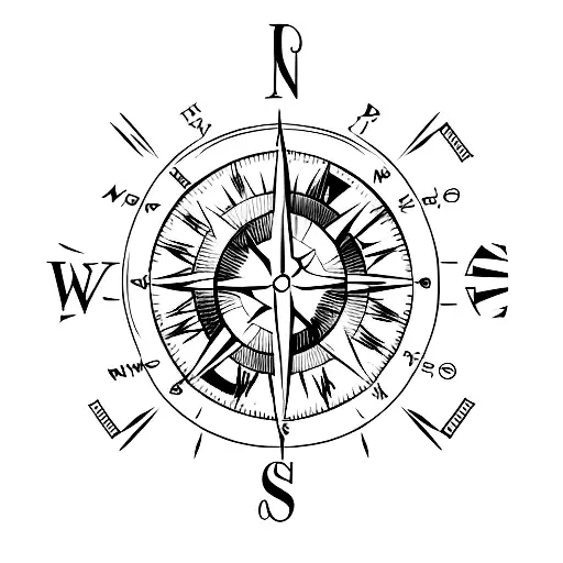 A Compass With A Melting Hour Glass