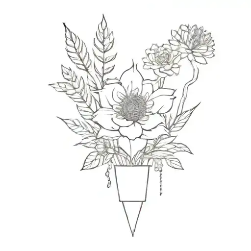 Flower Bouquet With Monstra Plant