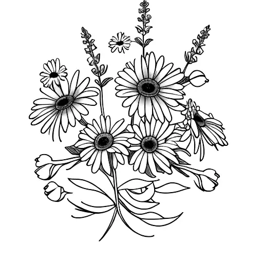 Bouquet Of Daisy And Larkspur