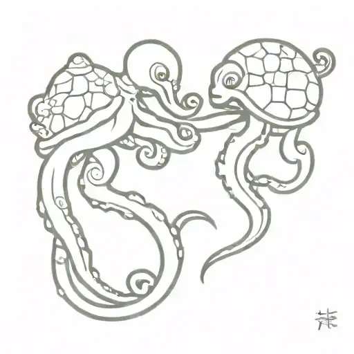 Octopus Boxing A Turtle Boxing Gloves