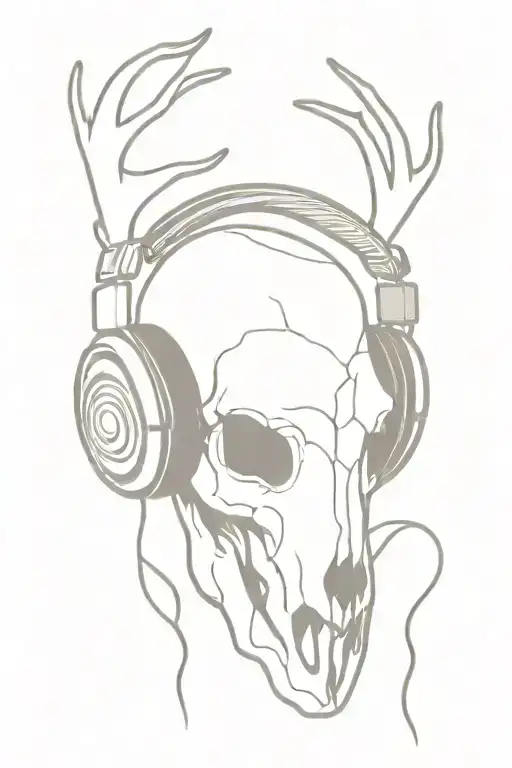 Deer Skull Wearing Headphones