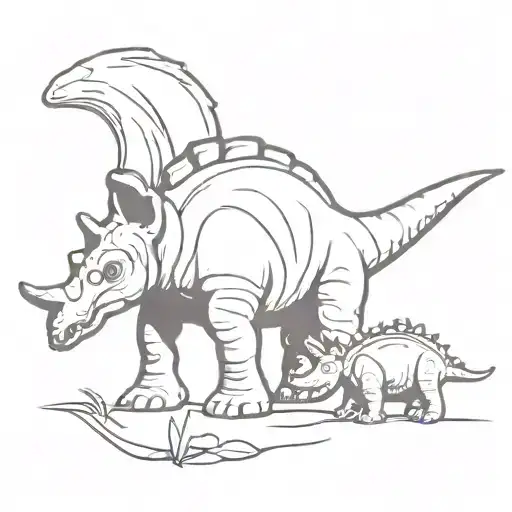 Baby Triceratops And Baby Brontosaurus