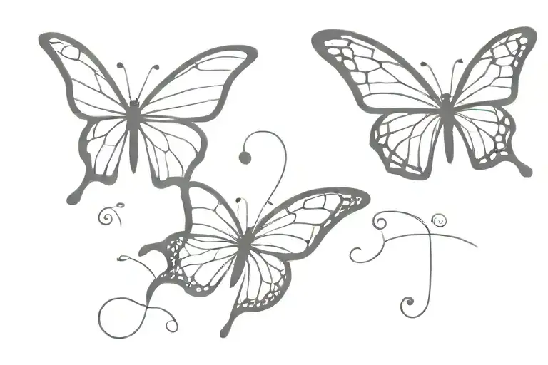 2 Butterfly's Black Outline
