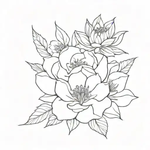 Bouquet With Rose And Carnation And Waterlily Blooming