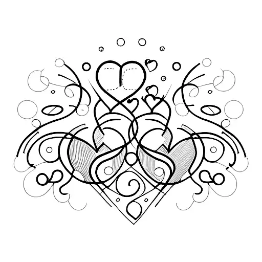 A Minimalist Design Of Two Abstract Hearts Merging Into One