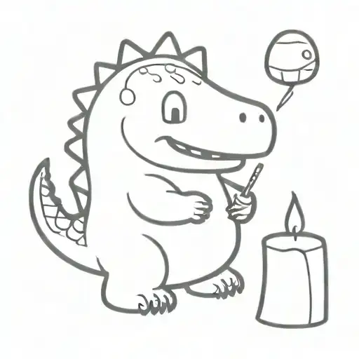 Cute Dinosaur Roasting A Marshmellow