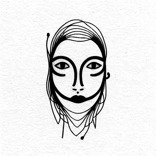 Line Work Face Tattoo Inspired By The Currents Album By Tame Impla