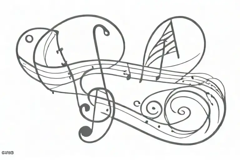 Music Tattoo With Letter A