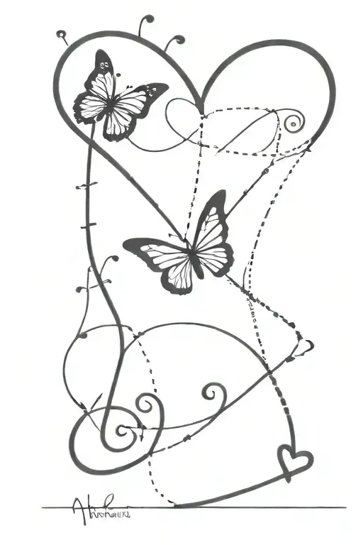 Heartbeat Line With Butterfly