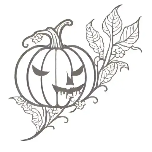 Orange Pumpkin Black Purple Flowers Ghost Bat