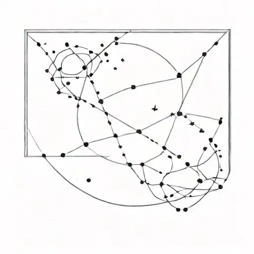 A Minimalist Tattoo Of The Gemini Constellation Intertwined With A Celestial Sky Background