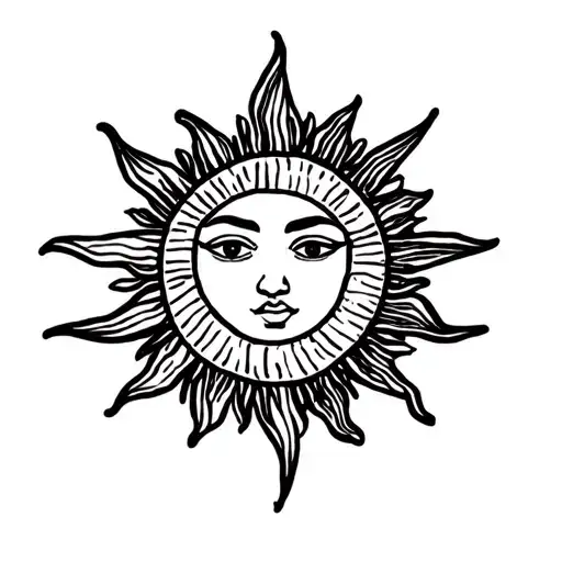 Dainty Fine Line Sun With 6 Rays