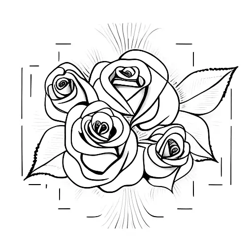 A Minimalist Tattoo Of A Rose With The French Phrase 'La Vie Est Belle' Incorporated Into The Design