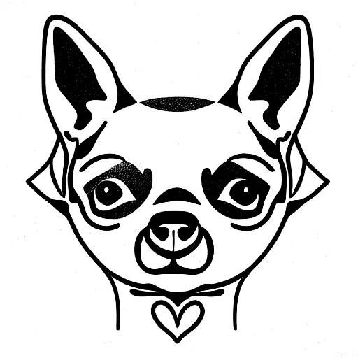 Standart Chihuahua Dog Face Using Black Lines Only