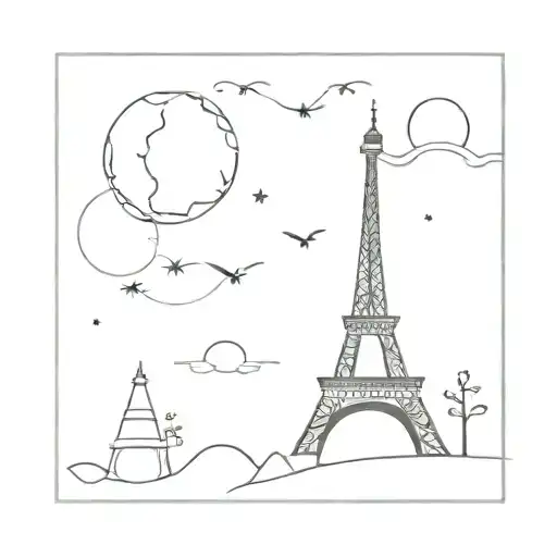 Post Stamp Eifel Tower Surrounded