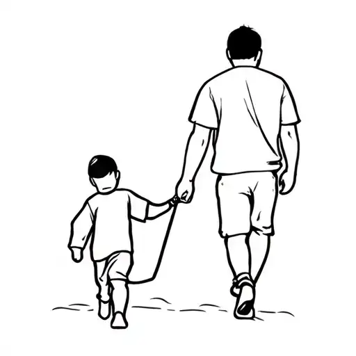 Dad And Son Walking
