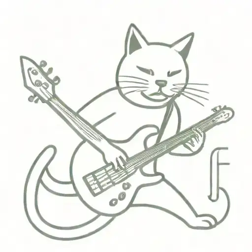 Cat Playing Bass Guitar With Cigar