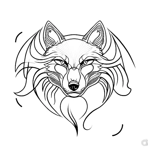 A Minimalist Tattoo Of A Software Code Forming The Shape Of A Wolf Howling At The Moon