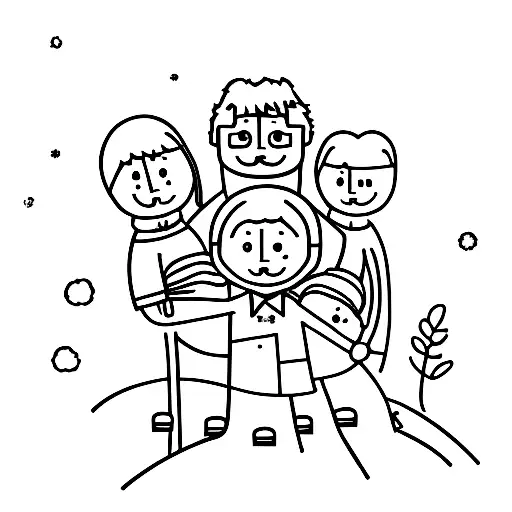 Family Portrait Of 4 In Stick Figure