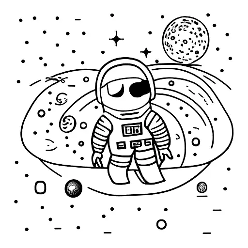 Astronaut Floating In A Galaxy Filled With Mathematical Equations