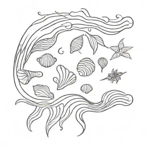 Beach Waves And Seashells