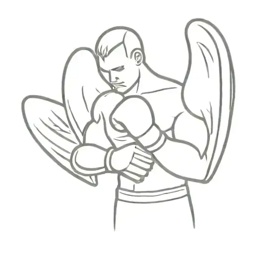 Muscled Faceless Angel With Boxing Gloves