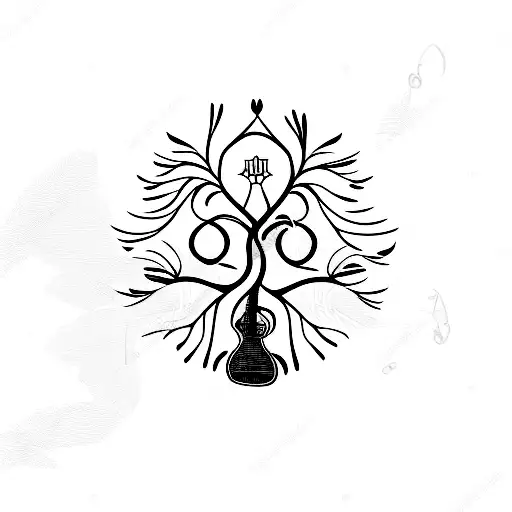 Acoustic Guitar With Tree Branches And A Bird