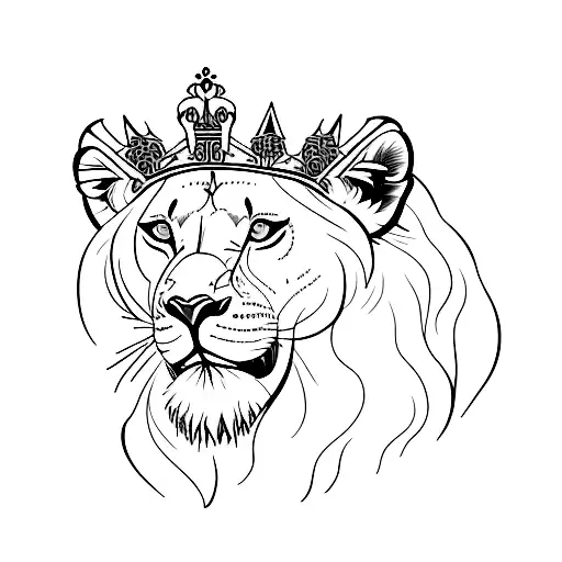 Lioness With A Crown And Blue Eyes