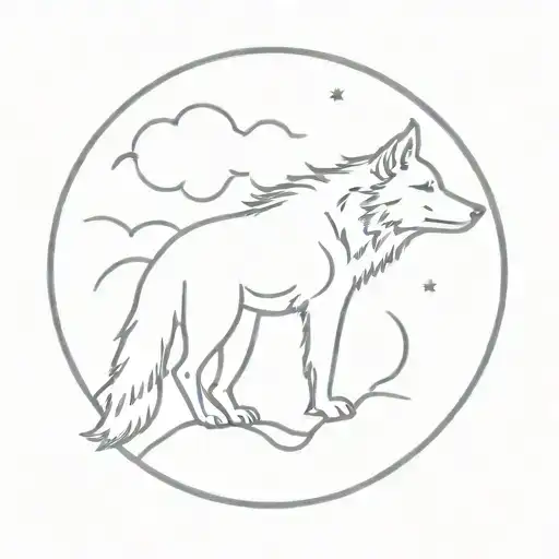 Moon Wolf Howling At The Moon