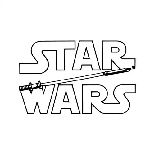 A Minimalist Tattoo Of The Star Wars Logo Combined With A Lightsaber